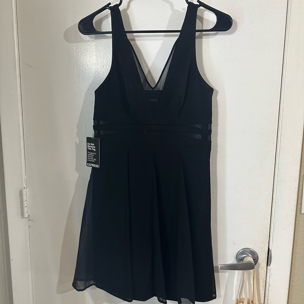Black Sleeveless Dress Express size 4, mesh details